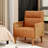 Upholstered Accent Chair With Rattan Arms And Solid Wood Legs-1886213426