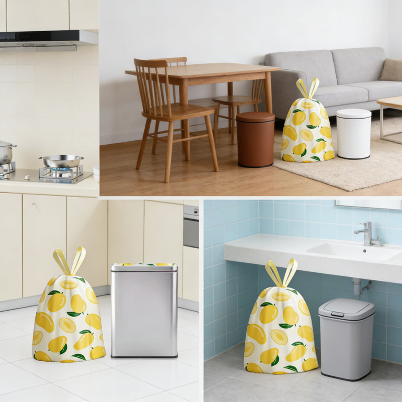 Sacs à ordures de cuisine à motif de cordon de 13 gallons avec sac à ordures Mango, résistant aux déchirures et aux odeurs, résistant aux déchirures
