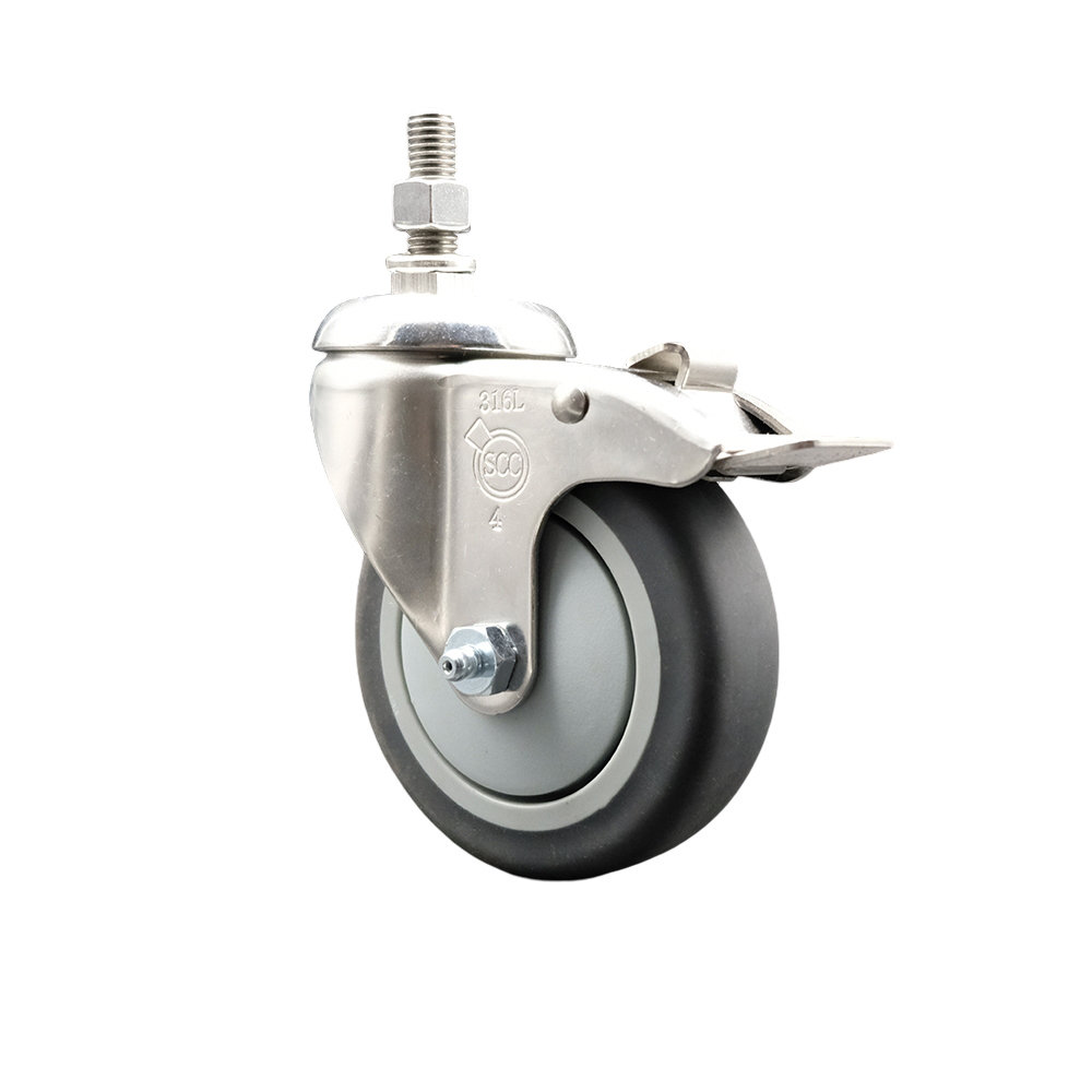 Service Caster 316SS Thermoplastic Rubber Swivel Stem Caster Total Lock ...