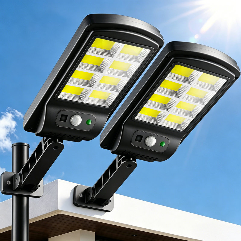 Lampadaires solaires d'extérieur, 160 projecteurs solaires super lumineux étanches 6500K avec capteur de mouvement, angle réglable à 180 °, lumières de sécurité solaires crépusculaires à l'aube pour la cour, l'allée et le parc de stationnement