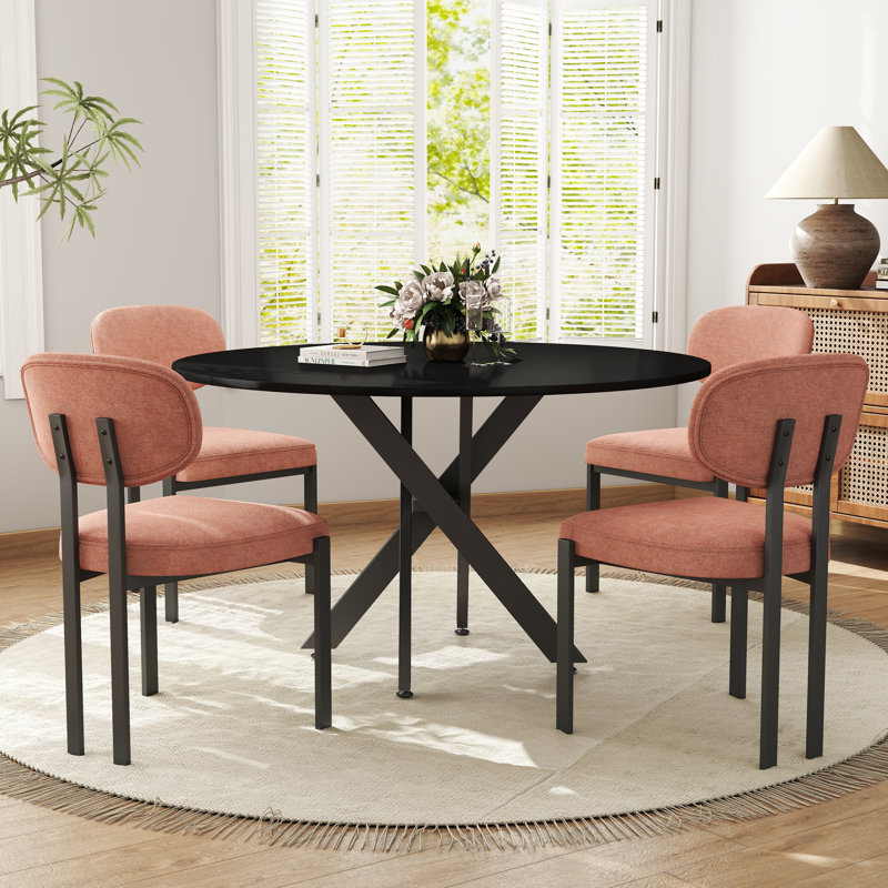 Ensemble de table ronde, Noir, 5, Orange