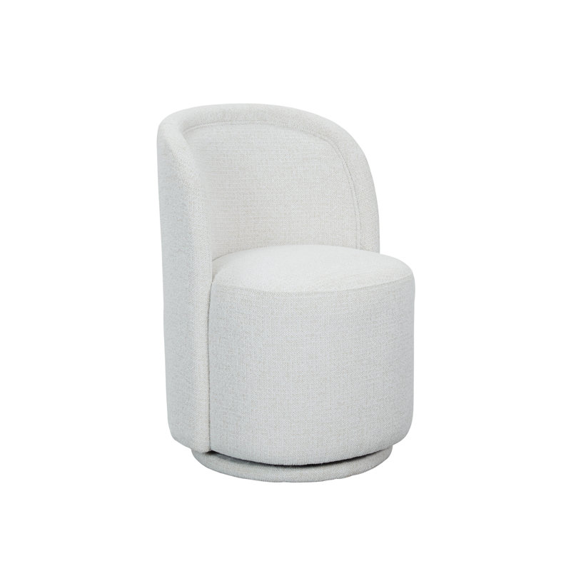 Modern Upholstered Chenille Swivel Barrel Dining Chair, Cream White, 1