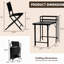 3 meubles de patio, table pliante et chaises d'extérieur noires, structure en acier rouille, chaises bistro, option bistro confortable et peu encombrante