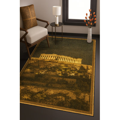 Tapis bleu tissé lavable rétro Mosso