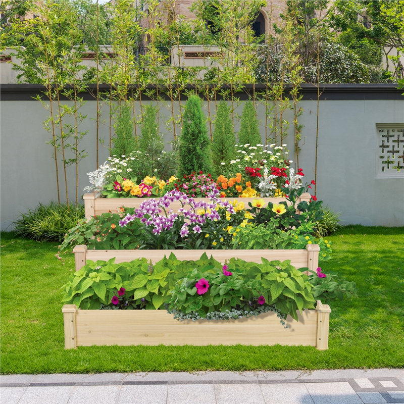 3 Tier Wood Raised Flower Bed