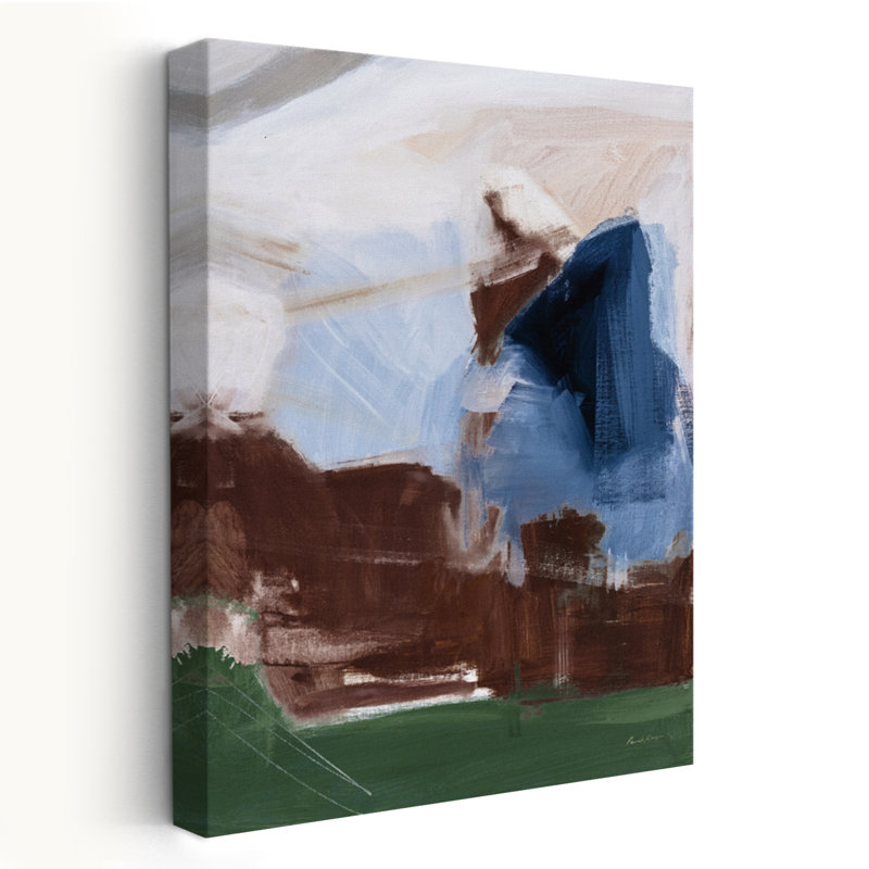 Riverbank foncé - abstrait bleu brun gris, H 60 po x l 40 po