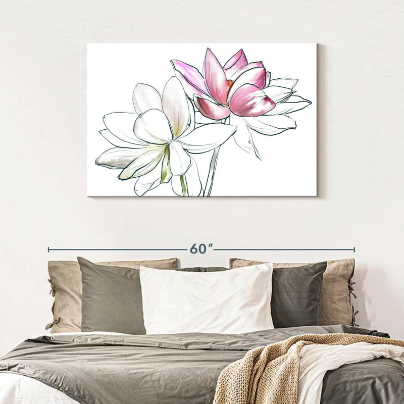 Duo de fleurs de lotus, H 30 po x l 45 po