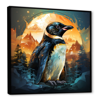 Coucher de soleil sur glace, pingouin charme II - art mural pingouin