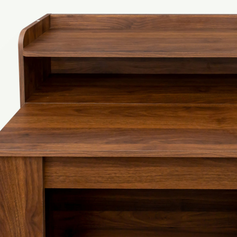 Modern Extendable Dining Table With Storage, Walnut