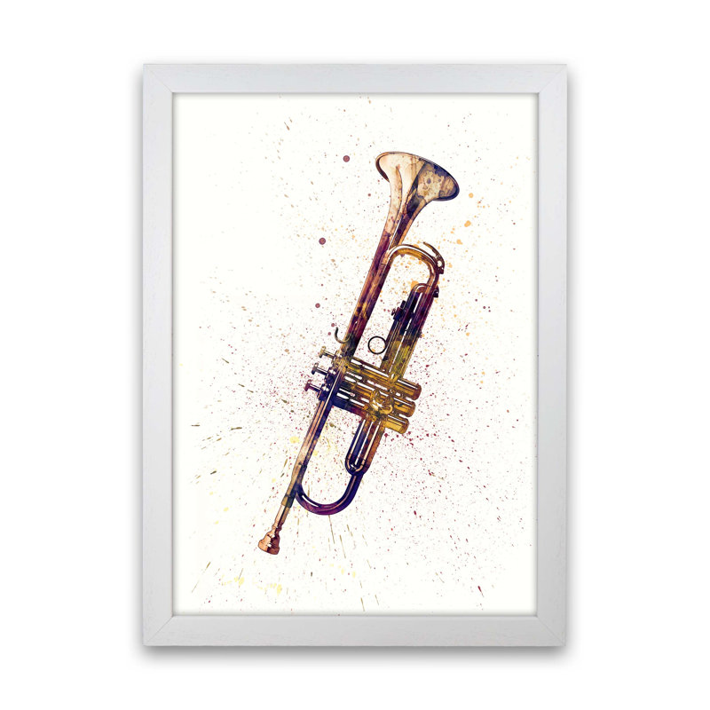Trumpet Music by Michael Tompsett - Print, White Framed, 88cm H x 64cm W x 3cm D