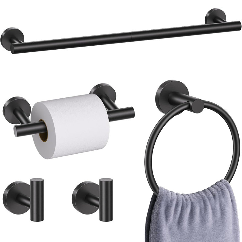 Ensemble de quincaillerie de fixation murale 5 pièces 23,6 po noir mat