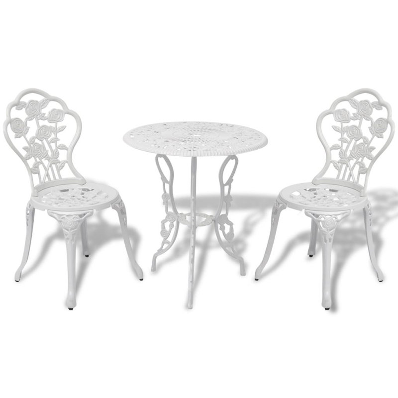 Barreto 3 Piece Bistro Set Cast Aluminium, White