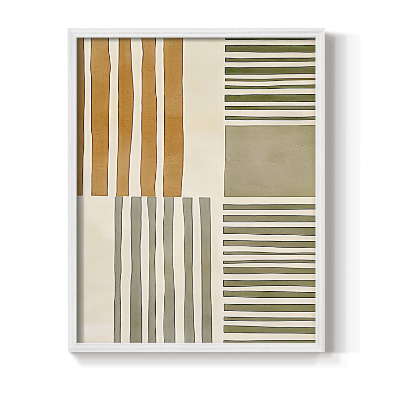 Impression abstraite encadrée CXV III - prête à être suspendue - fabriquée aux États-Unis, H 14 po x l 11 po, Blanc