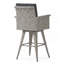 Tabouret de bar pivotant extérieur en osier 30 po avec coussin résistant à l'eau, mélange de noir et de gris foncé