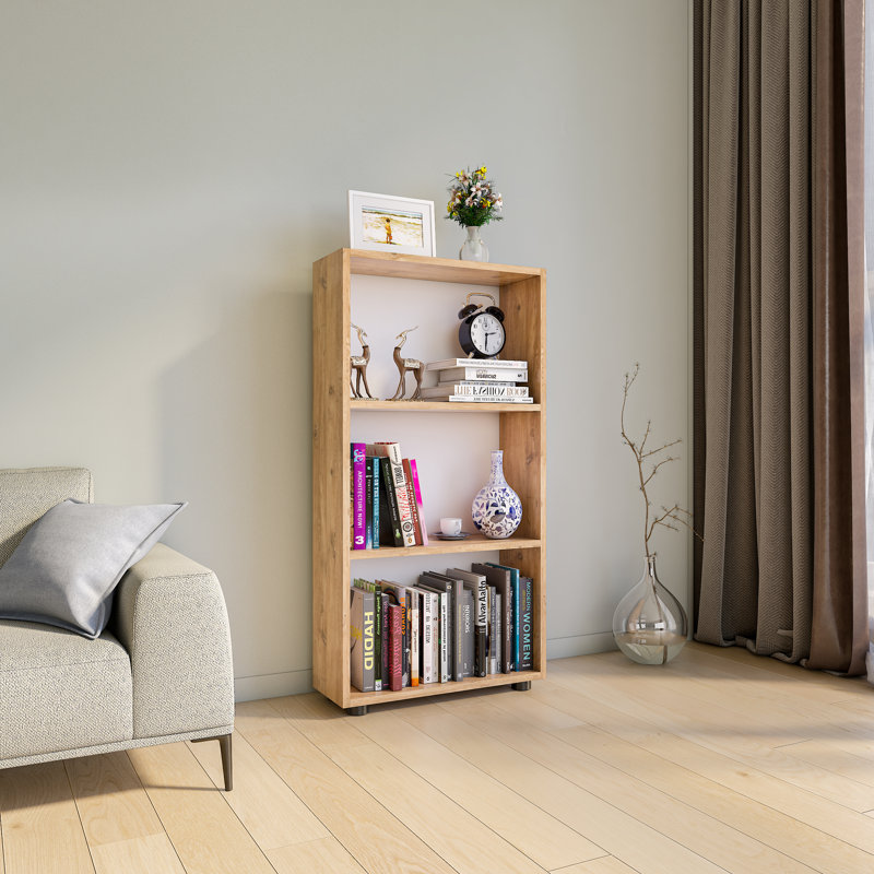 Athene 108cm H x 56cm W Standard Bookcase, Brown, white and pink