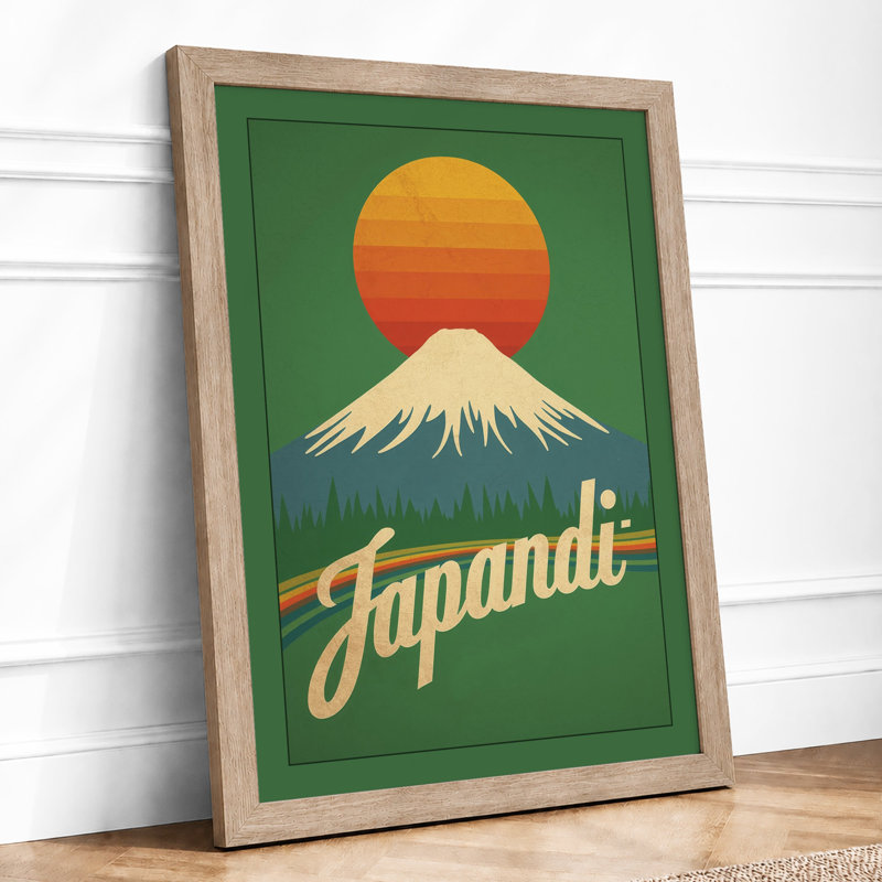 Mountain At Sunset Japandi - Print, A1 - 84.1 x 59.4 cm, Oak