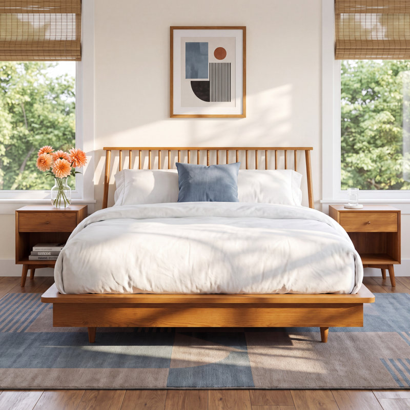 Thalia Solid Wood Slat Bed, King