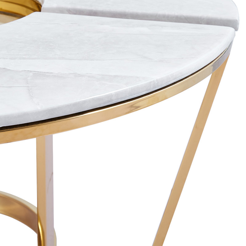 Bailye 100cm Round Metal Coffee Table for Living Room Furniture, White Marble Top Centre Table