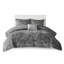 Housse de couette de luxe en velours gris pour lit double / grand lit, plateau à losanges et fermeture à boutons, lavable à la machine, housse, 2 taies décoratives et 1 coussin décoratif gris-117061295