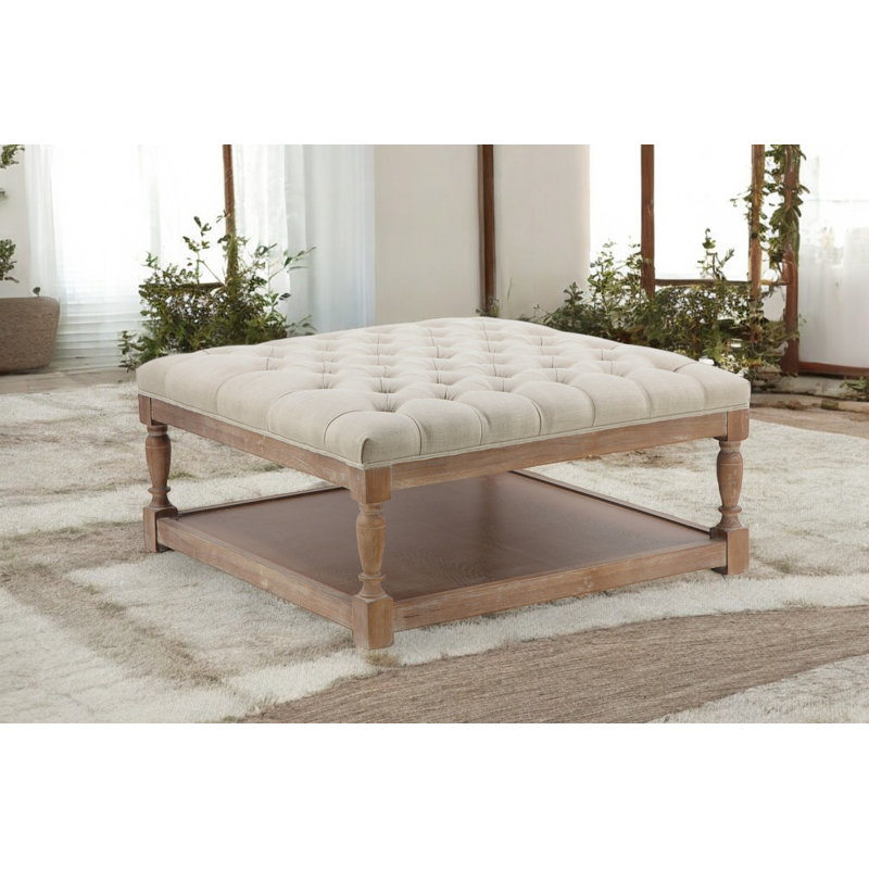 Pangea Home Athena Upholstered 36" Square Storage Bench – Contemporary Tufted Seating for Living Room, Office, Entry Way or Bedroom