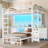Bunk Bed with 2 Desk and 6 Storage Drawers & 2 Toy storage boxes, LED Metal Twin Captain Bed Small Bedroom Maximize space utilization for 2 Kids-1826737419