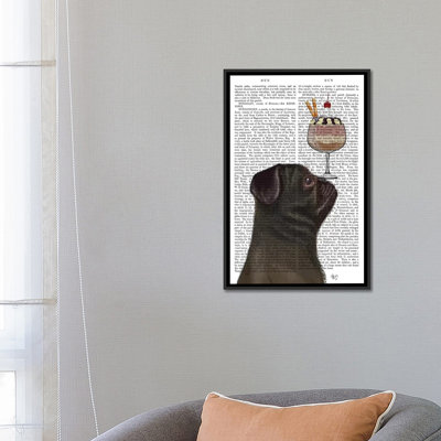 Fab Funky " Pug, Black, Ice Cream, Print BG " by Fab Funky