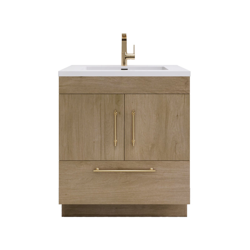 Spring Single Bathroom Vanity, Brown, 30"