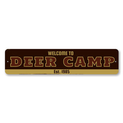 Plaque en aluminium Welcome Deer Camp