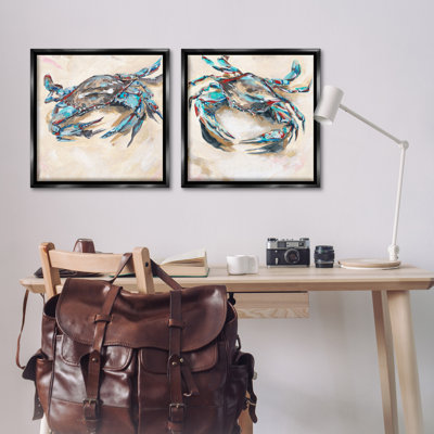 " Blue Crabs on Sand " 2 Piece Art Graphic Art Set
