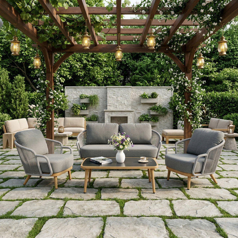Pavia 4 - Person Patio Conversation Set with Cushions