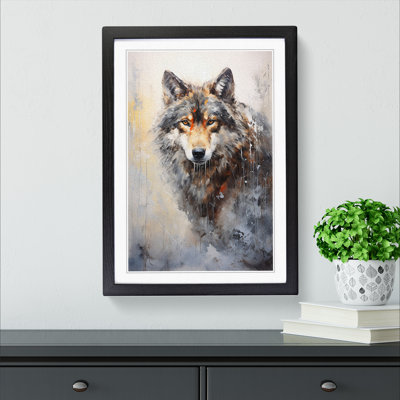 Wolf Gestural - Single Picture Frame Print on Wood