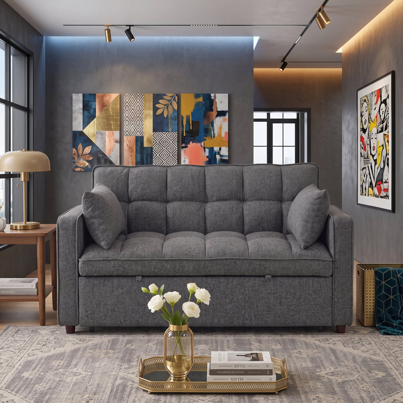 Sienna 53” Wide Tufted Convertible Sleeper Sofa,Full Futon Sofa Bed