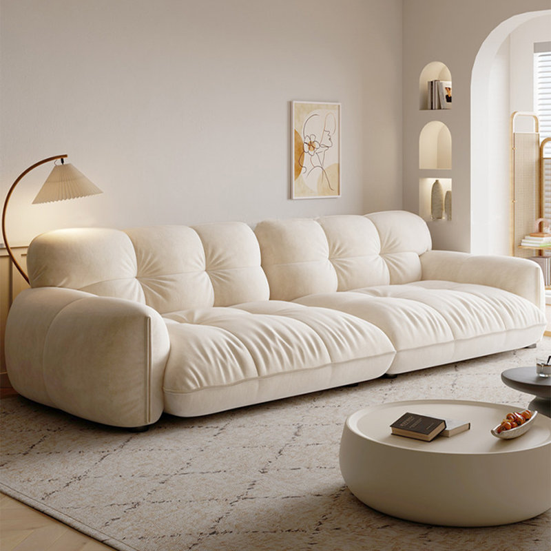 Coussin modulaire beige en polyester, Beige, 30.71" H x 110.24" W x 38.58" D