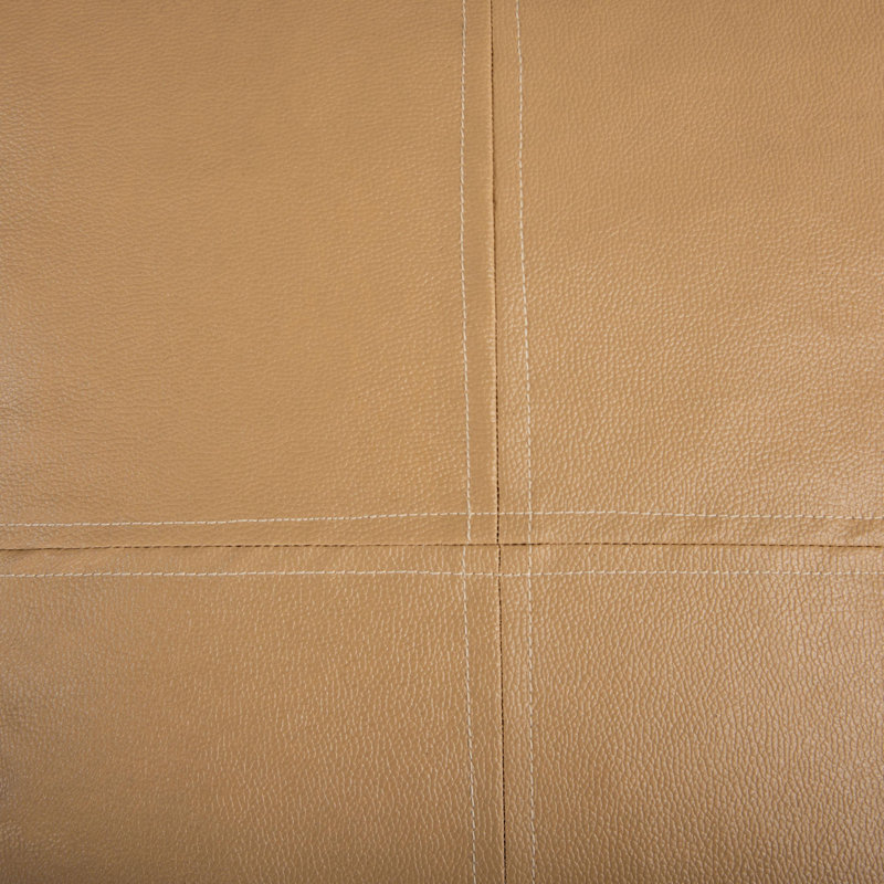 Faux Leather Pouf, Beige