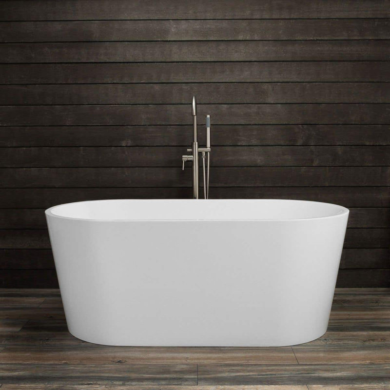 55'' x 30'' Soaking Acrylic Bathtub, Brushed Brass