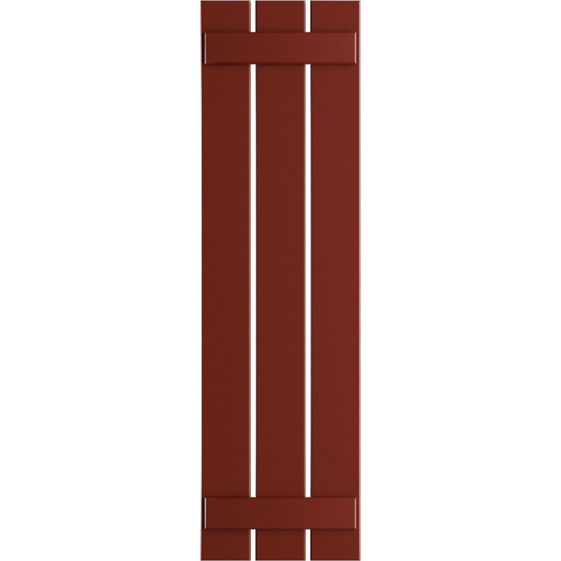 Volets en PVC True Fit à trois planches espacées, Poivre rouge, H 36 po x l 17,125 po x P 0,625 po