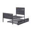 Lit plateforme double Gunmetal avec conception de contenant de fret industriel, aucun sommier requis pour une commodité moderne.-481079919-481079905