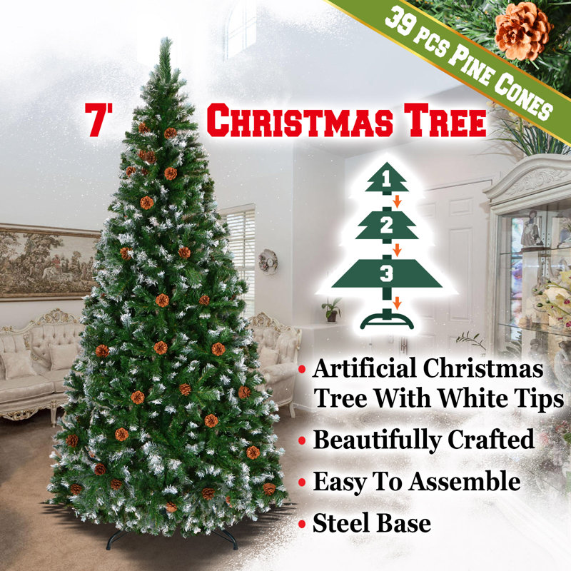 Arbre de noël artificiel pin vert, 7 pi