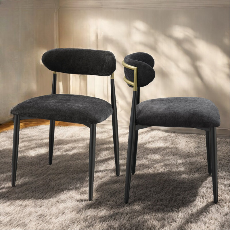 Ensemble de 2 chaises d'appoint en tissu noir et finition noire Jaramillo