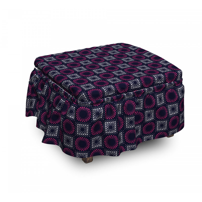 Housse pour repose-pieds square cercles points