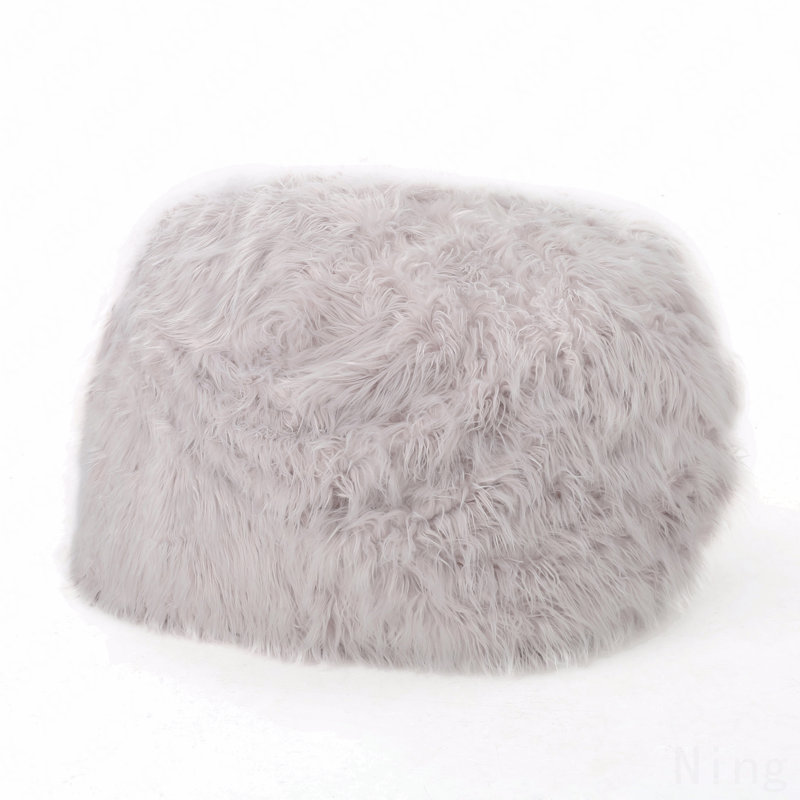 5 Foot Rounded Faux Fur Bean Bag, Lavender