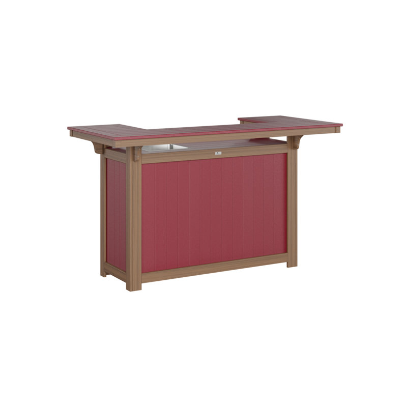 Outdoor Rectangle Bar Table, Antique Mahogany, Scarlet Red