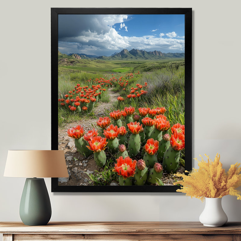 Markas - Floral Canvas Wall Art, Black, 20" H x 12" W, Single Picture Framed Print