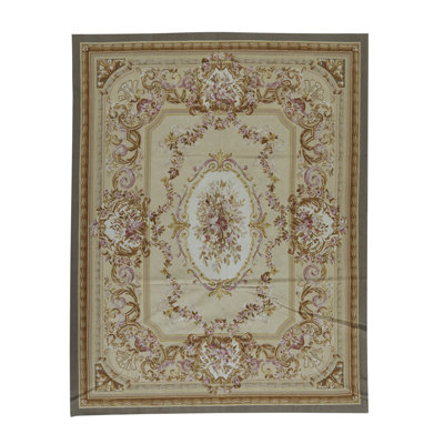 Hand-Knotted High-Quality Light Gray and Brown Area Rug