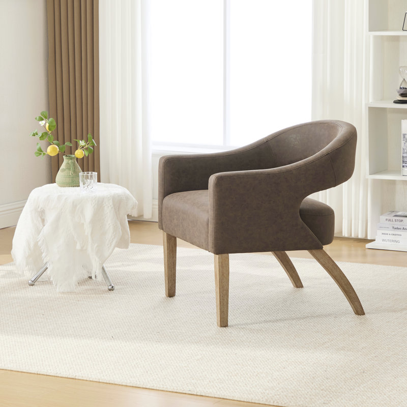 Fauteuil d'appoint rembourré l 26,16 po, Café