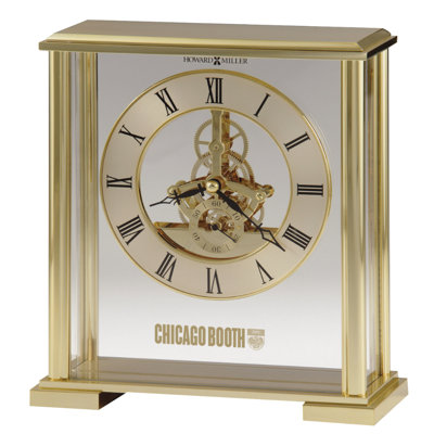 Fairview Traditional Analog Quartz movement / Crystal Tabletop Clock in Brass