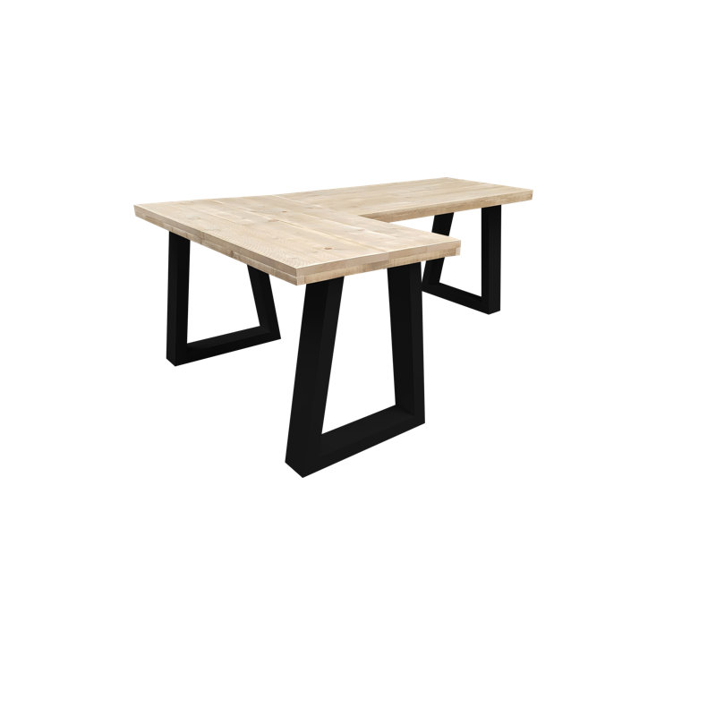 L-Shaped Solid Wood Top Writing Desk, 75cm H x 190cm W x 120cm D, Black