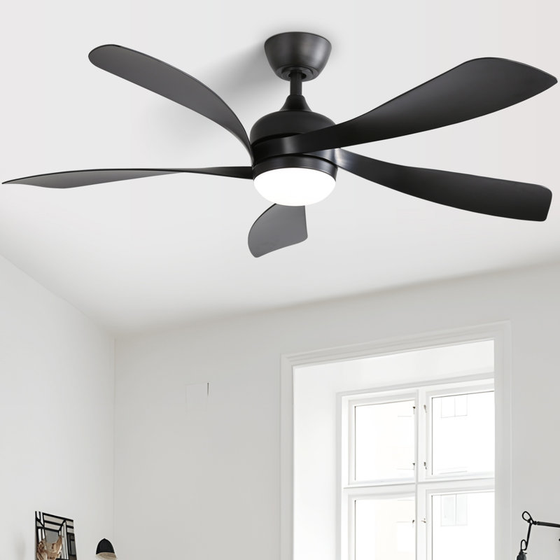 Ventilateur de plafond 52 po avec lumières DEL, Noir, Noir