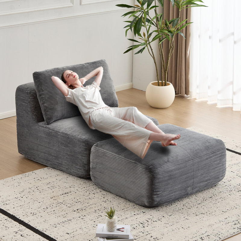 Canapé modulaire en mousse à mémoire de forme moderne modulaire Cloud compatible avec repose-pieds mobile et sans assemblage, gris