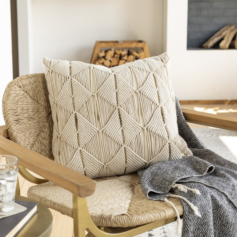 Coussin en coton Hannigan, Crème, Duvet